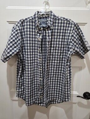 Old College Inn Clothing Company Men's Blue & White Plaid Button-Down Shirt